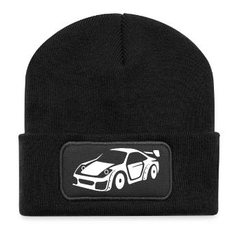 Sports Car Silhouette – Tuning Race Design - Recycled Patch Beanie - black - Front