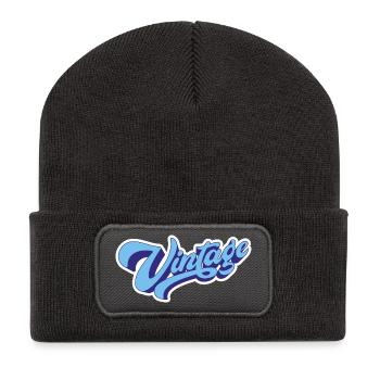 Vintage Blau - Recycelte Patch Beanie - Dunkelgrau - Vorne