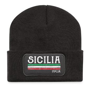 Sicilia Italia Distressed Flag - Recycled Patch Beanie - dark grey - Front
