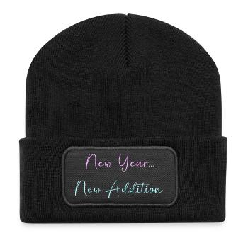 Gender Reveal Neujahr - Recycelte Patch Beanie - Schwarz - Vorne