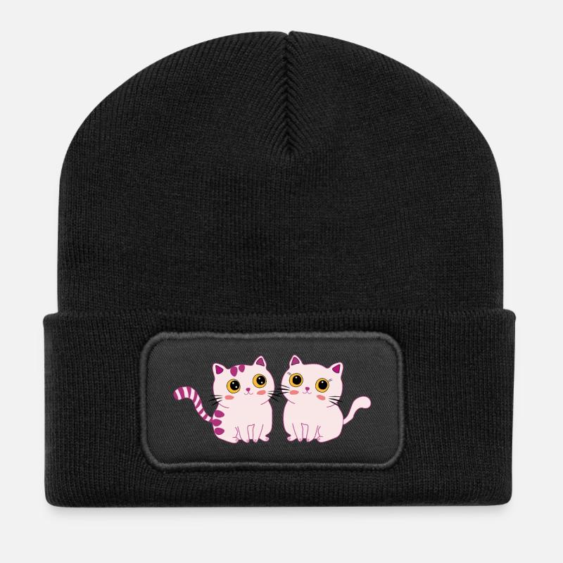 cats cute - Recycelte Patch Beanie - Schwarz