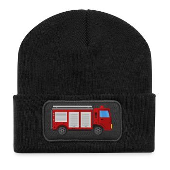 Camion de pompiers - Beanie recyclé à patch - noir - Devant