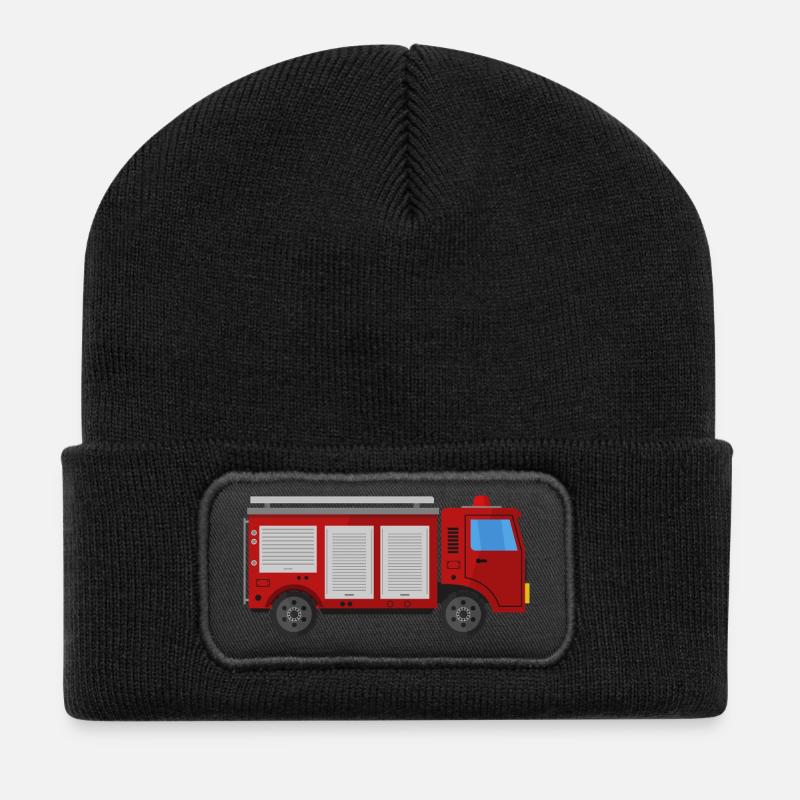 Camion de pompiers - Beanie recyclé à patch - noir