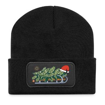 Christmas tree on a sleigh - Recycled Patch Beanie - black - Front