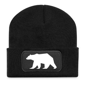 Bär Grizzly Logo Polar Bär - Recycelte Patch Beanie - Schwarz - Vorne