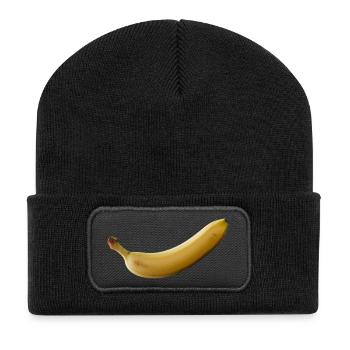 Illustration néon banane - Beanie recyclé à patch - noir - Devant