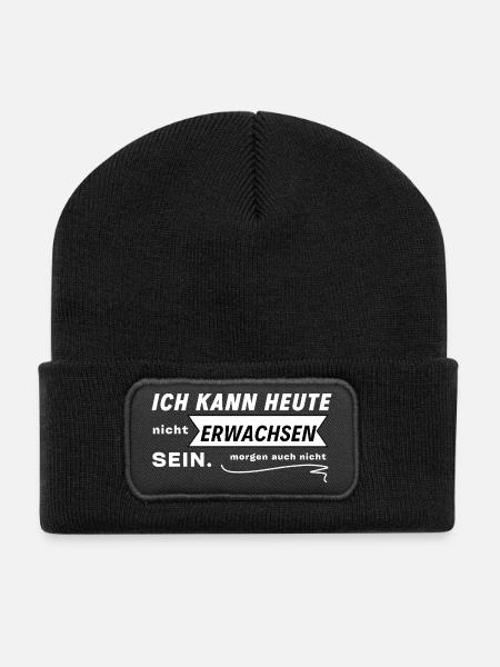 Ich Kann Heute Nicht Erwachsen Sein! - Recycelte Patch Beanie - Schwarz