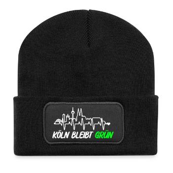Koeln_bleibt_gruen_ _skyline - Recycled Patch Beanie - black - Front