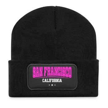 San Francisco Pink Retro California College - Recycelte Patch Beanie - Schwarz - Vorne