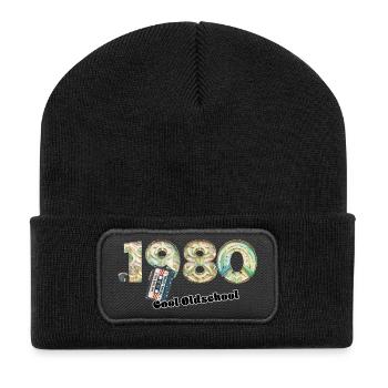 1980's Vintage Retro – Cassette – Cool Olds - Recycled Patch Beanie - black - Front