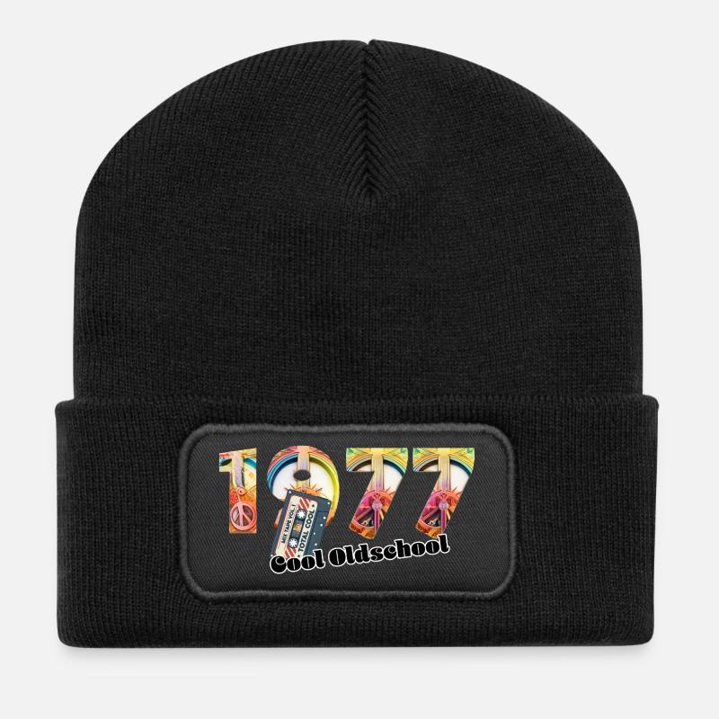 1977 Jahrgang Retro Vintage – Kassette – Cool Olds - Recycelte Patch Beanie - Schwarz