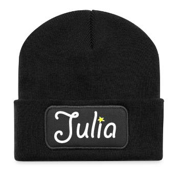 Julia - Beanie recyclé à patch - noir - Devant