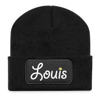 Louis - Beanie recyclé à patch - noir - Devant