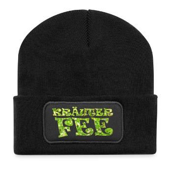 Kräuterfee Kräuter Garten  Kräuterschnecke - Recycelte Patch Beanie - Schwarz - Vorne