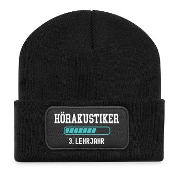 Hörakustiker Ausbildung 3 Lehrjahr 3. Jahr Lehre - Recycelte Patch Beanie - Schwarz - Vorne