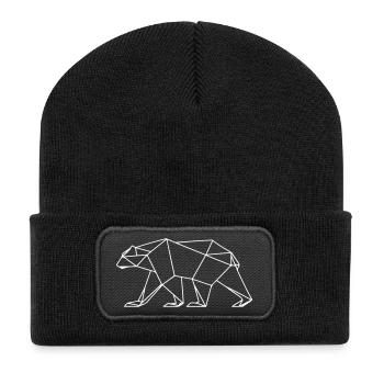 Polar Bär Polygon Eisbär Symbol - Recycelte Patch Beanie - Schwarz - Vorne