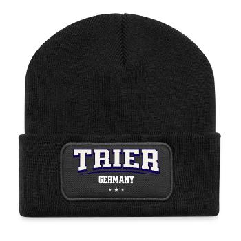 Trier Deutschland Stadtemblem - Recycelte Patch Beanie - Schwarz - Vorne
