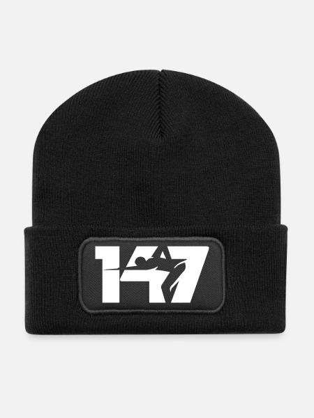 147 Snooker Icon (White) - Recycled Patch Beanie - black