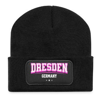Dresden Retro Emblem Pink - Beanie recyclé à patch - noir - Devant