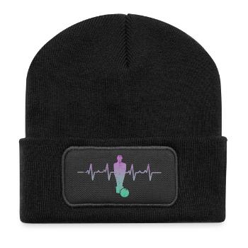 Tischfußball Herzschlag - Recycelte Patch Beanie - Schwarz - Vorne