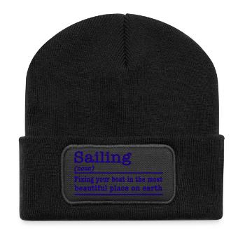Segeln lustiger Spruch für Segler - Recycelte Patch Beanie - Schwarz - Vorne