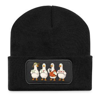 Mahjong goose - Recycelte Patch Beanie - Schwarz - Vorne