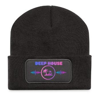 Deep House Vibes  - Recycelte Patch Beanie - Dunkelgrau - Vorne