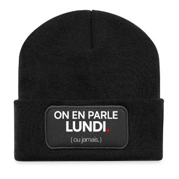 ON EN PARLE LUNDI – Humour travail open space - Beanie recyclé à patch - noir - Devant