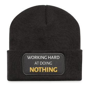 Travailler dur pour ne rien faire - Beanie recyclé à patch - charbon - Devant