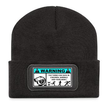 Danger Turbo Aufkleber - Recycelte Patch Beanie - Dunkelgrau - Vorne