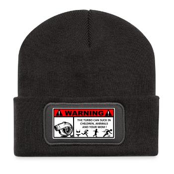 warning - Recycled Patch Beanie - dark grey - Front