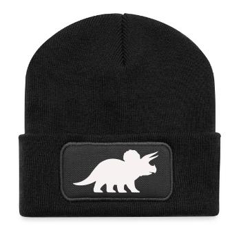 Silhouette du Tricératops – Dino minimaliste - Beanie recyclé à patch - noir - Devant