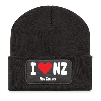 Ich liebe Neuseeland - Recycelte Patch Beanie - Dunkelgrau - Vorne