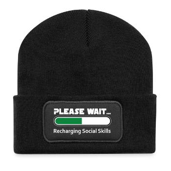 Introvertierter Aufbau sozialer Fähigkeiten – Dunkler BG - Recycelte Patch Beanie - Schwarz - Vorne