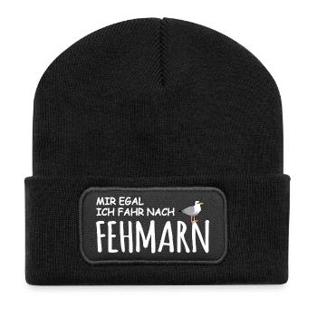 Fehmarn Liebe - Recycelte Patch Beanie - Schwarz - Vorne