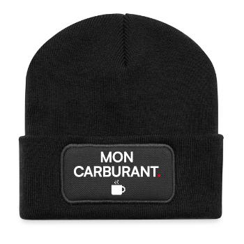 MON CARBURANT | Humour café - Beanie recyclé à patch - noir - Devant