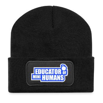 Educator Of Little Humans Teacher Funny Kids - Recycled Patch Beanie - black - Front
