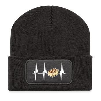 J’adore le fromage halloumi - Beanie recyclé à patch - charbon - Devant
