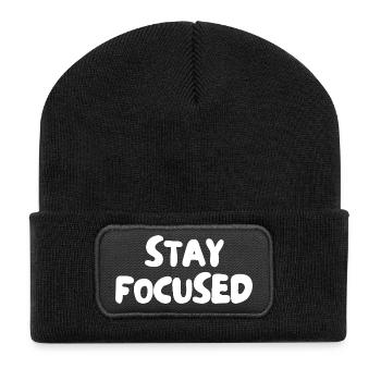 Bleiben Sie konzentriert - Recycelte Patch Beanie - Schwarz - Vorne