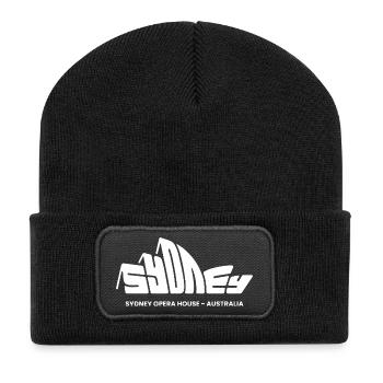 Sydney, Australien, australische australische lokale Touristen - Recycelte Patch Beanie - Schwarz - Vorne