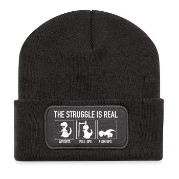 The Struggle Is Real Dino Gym Shirt - Recycled Patch Beanie - dark grey - Front