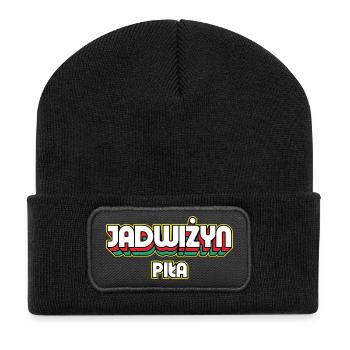 Jadwiżyn Piła. Retro District Name - Recycled Patch Beanie - black - Front