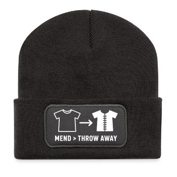 Réparer Jetez Réparation Visible - Beanie recyclé à patch - charbon - Devant