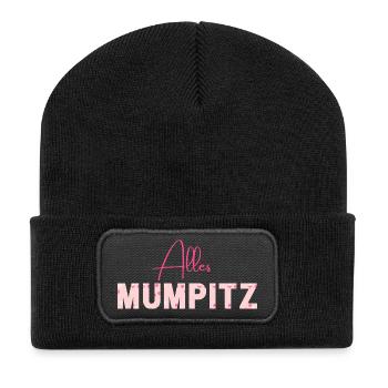 Alles Mumpitz - Wortschätze - vergessene Wörter - Recycelte Patch Beanie - Schwarz - Vorne