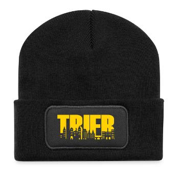 Trier - Skyline - Schrift - Mosel Rheinland-Pfalz - Recycelte Patch Beanie - Schwarz - Vorne