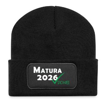 Matura 2026 Done - Recycelte Patch Beanie - Schwarz - Vorne