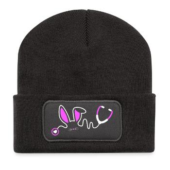 Stethoscope Bunny Whimsy - Recycled Patch Beanie - dark grey - Front