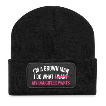 Papa Père Je suis un homme adulte Je fais ce que ma fille - Beanie recyclé à patch - noir - Devant