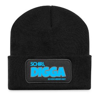 SCHIRI, DIGGA. Schon wieder VAR? - Recycelte Patch Beanie - Schwarz - Vorne