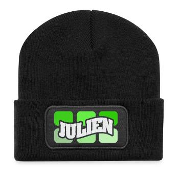 Logo néon Julien Graffiti - Beanie recyclé à patch - noir - Devant